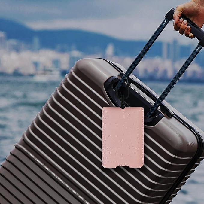 Gloppie Black Luggage Tags Bag Tags for Suitcase PU Leather Travel Tag with Privacy Cover 2 Pack