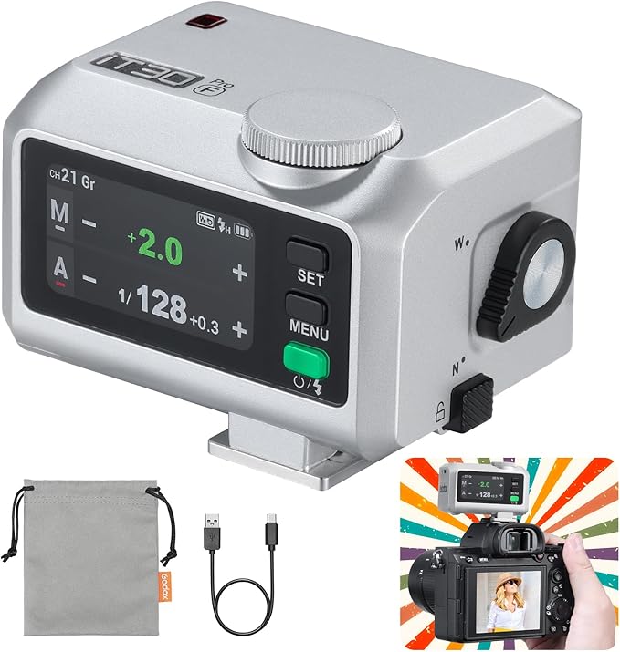 Godox iT30Pro-F Silver Pocket TTL Flash for Fujifilm Camera: 2.4G Wireless + Touchscreen (Equivalent to Built-in X3 Trigger), Li-ion Battery, HSS 1/8000s, 560 Flashes, Built-in Diffuser for Portrait