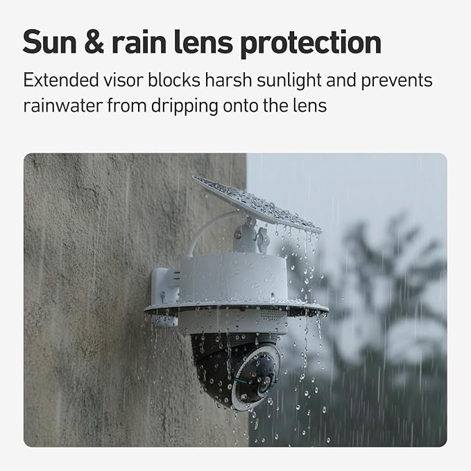 Holicfun Rain & Sun Shield Cover with Adjustable Solar Panel Mount for Eufy 4G LTE Cam S330
