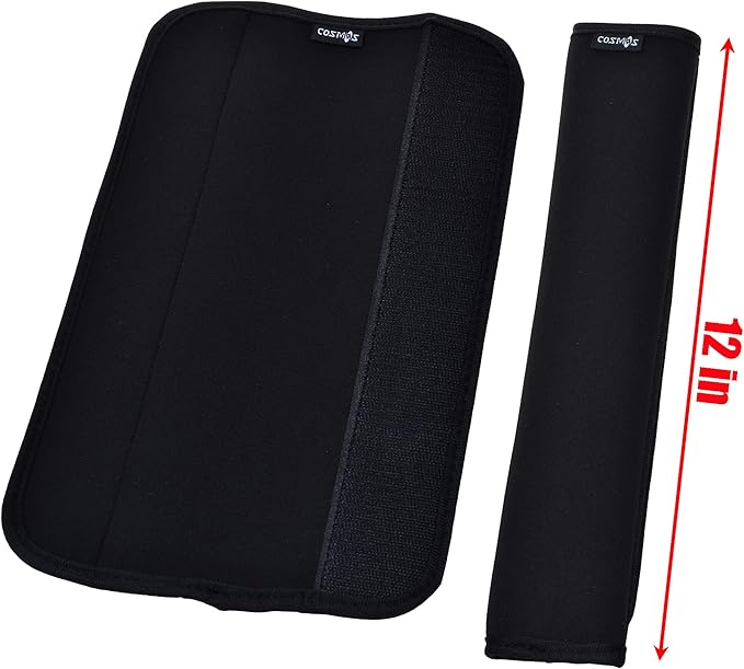 Cosmos 2 Pcs Neoprene Comfort Shoulder Strap Pads for Laptop Bag, Messenger Bag, Sport Bag, Travel Bag - Black, 12 Inches Long