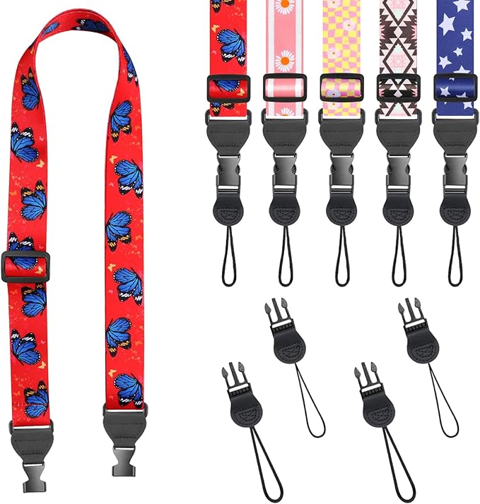 Blue Butterfly Shoulder Strap, Adjustable Camera Strap with 2 Sets of Quick-Release Buckles, Comfortable Neck Strap for iPad, Tablet, Camera, Laptop, Binocular, Luggage Bag