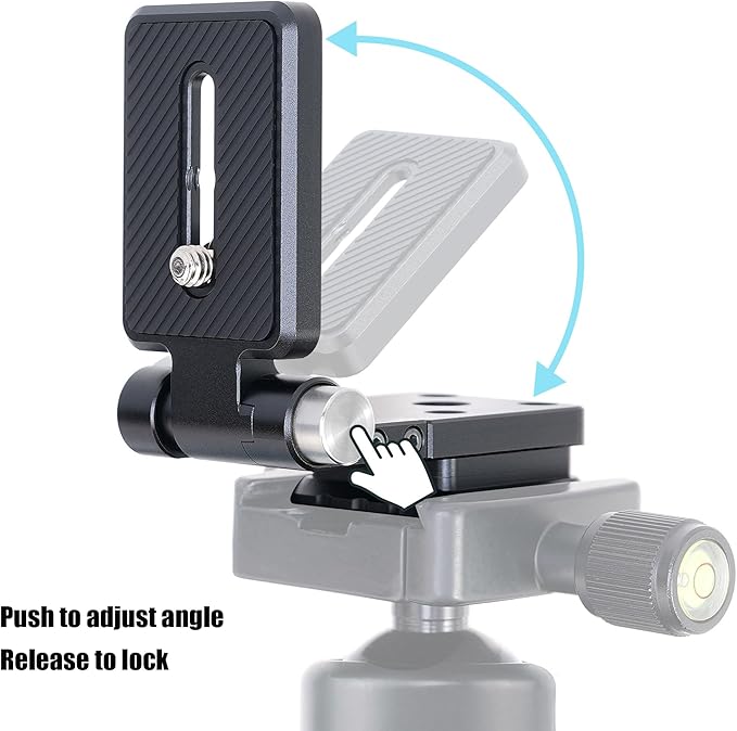 Fotga Universal Foldable L Bracket Vertical Horizontal Camera Quick Release Plate for DSLR Camera Mirrorless Gimbal 1/4" 3/8" Arca Swiss Mount Tripod Monopod,90° One-Hand Press Adjustment