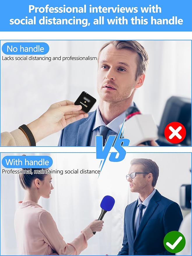 YOUSHARES Handheld Adaptor with Foam Cover, Compatible with Rode and DJI Wireless Microphones for Interviews (Blue Foam)