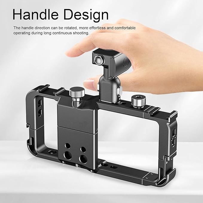 ASHATA Phone Video Rig Kit, Smartphone Stabilizer Cage with Rotatable Handle, Detachable Dual Handles Cold Shoe Mount for Android Vlogging Filmmaking