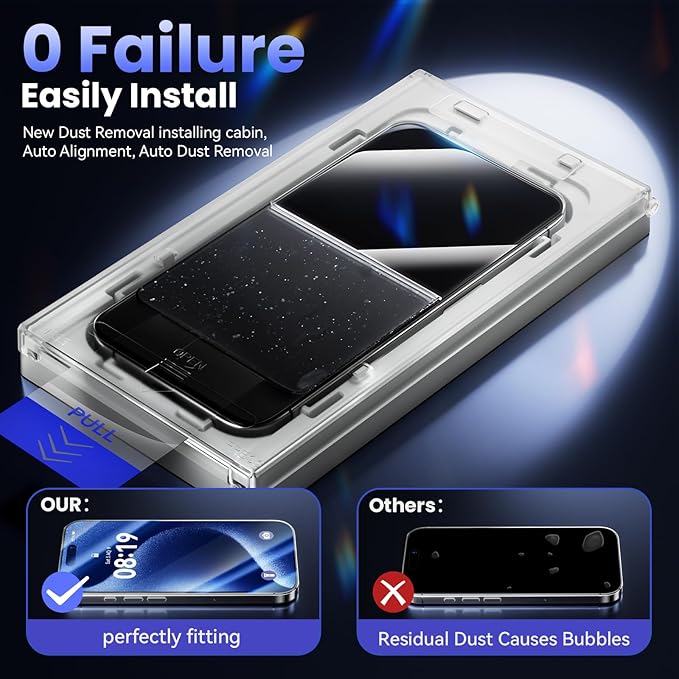 Fonowlo 3 Pack Screen Protector for iPhone 16 Pro Max [6.9 Inch] with Auto-Alignment Kit, Auto Dust,9H+ Military Grade Shatterproof, iPhone16 ProMax Tempered Glass film,HD Clear,Case Friendly