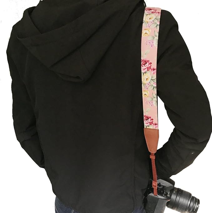 Alled Camera Strap Neck, Adjustable Vintage Floral PInk Camera Straps Shoulder Belt for Women/Men,Camera Strap for Nikon/Canon/Sony/Olympus/Samsung/Pentax ETC DSLR/SLR