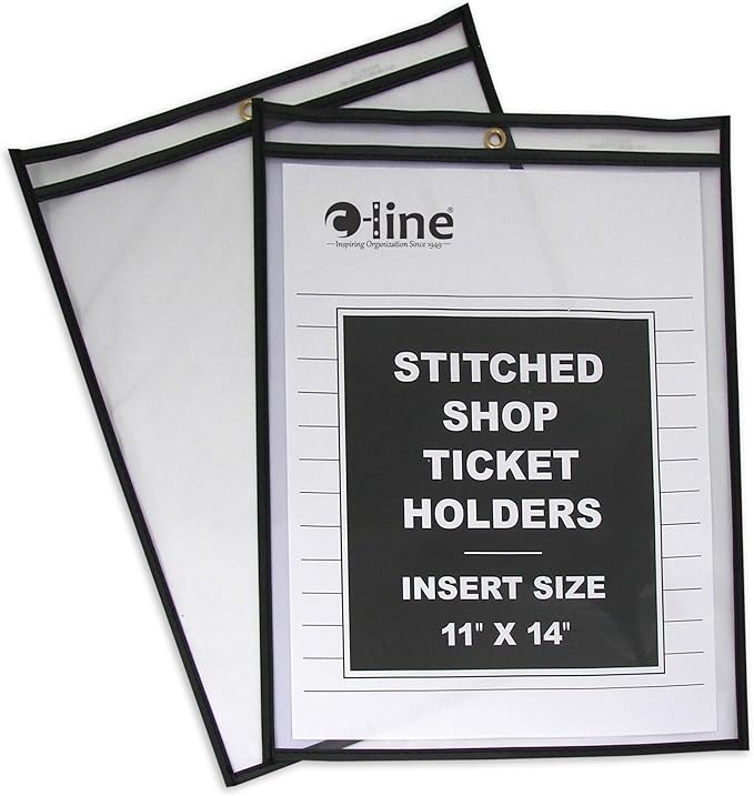 C-Line Stitched Shop Ticket Holders, Both Sides Clear, 11 x 14 Inches, 25 per Box (46114)