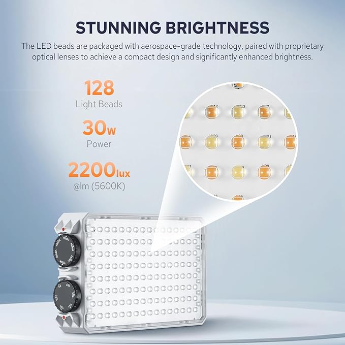 Godox Litemons C30Bi Bi-Color LED Video Panel Light, Portable Camera Photo Light CRI94+ 2800K-6500K Dimmable Panel Lamp 3400mAh Rechargeable Ultra Bright for Video Lighting, LED Fill Lamp