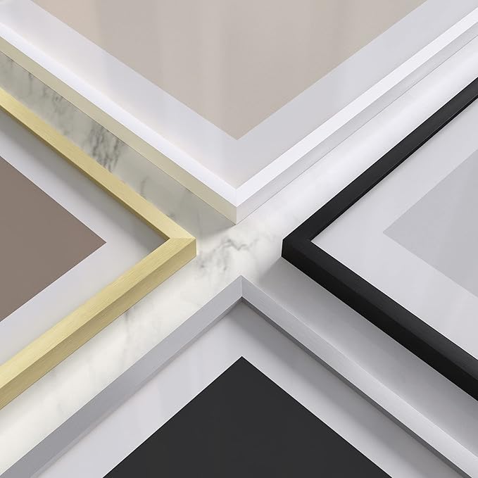 HAUS AND HUES 6x8 White Aluminum Picture Frame - Vertical Hanging, Easel Back for Tabletop, Shatterproof Plexiglass (6x8 in, White, Set of 1)