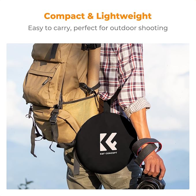 K&F CONCEPT 24" x36”(60x90cm) 5-in-1 Oval Foldable Reflector with Carrying Bag, Gold, Silver, Black, White Reflective Fabric and Translucent Soft Fabric for Studio Lighting