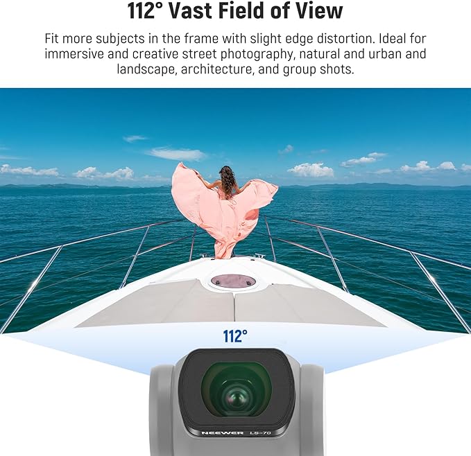 NEEWER 0.72X FOV 112° Wide Angle Lens Compatible with DJI Osmo Pocket 3 Creator Combo Accessories, Multi-Layer Magnetic Action Cam Aspheric Lens with Metal Frame, 1 Screen Protector, LS-70