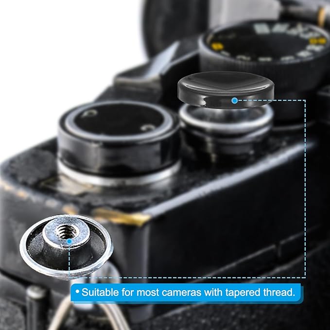 PATIKIL Camera Shutter Button, 2 Pack Soft Shutter Release Button Pure Copper Camera Button Concave Suitable for Nikon for Fujifilm for Leica DSLR/SLR Camera, Black Golden