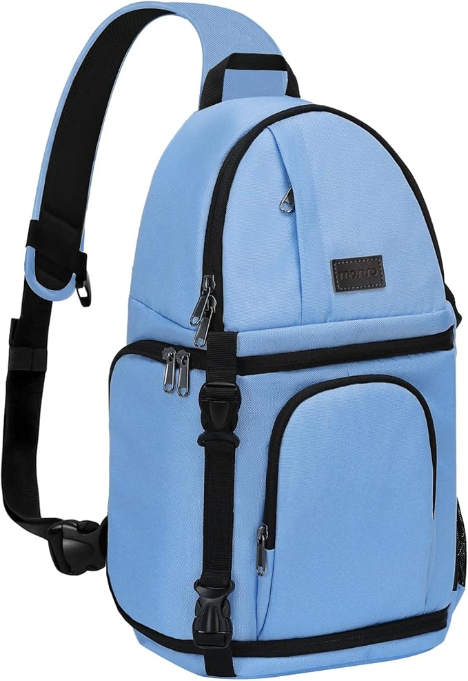 MOSISO Camera Sling Bag, DSLR/SLR/Mirrorless Camera Case Shockproof Photography Camera Backpack with Tripod Holder & Removable Modular Inserts Compatible with Canon/Nikon/Sony/Fuji, Cerulean Blue