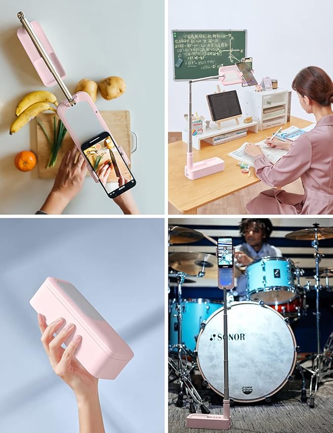 Viozon Extendable Selfie Stand 360° Rotation with Phone Holder, Rechargeable Wireless Foldable 7 Brightness LED Light for Live Streaming/YouTube/Tiktok/Video Recording/Photography/Reading (AP-V6P)