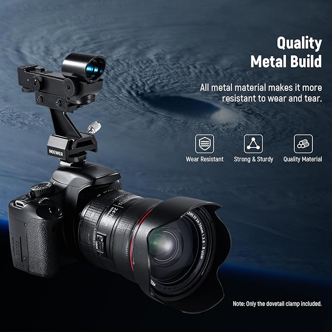 NEEWER Telescope Finderscope Mount Adapter All Metal with Cold Shoe & 1/4" Thread for Camera Hot Shoe Mount, Standard 1.3in/33mm Finder Dovetail Base for Sky Astrophotography, LS-T16