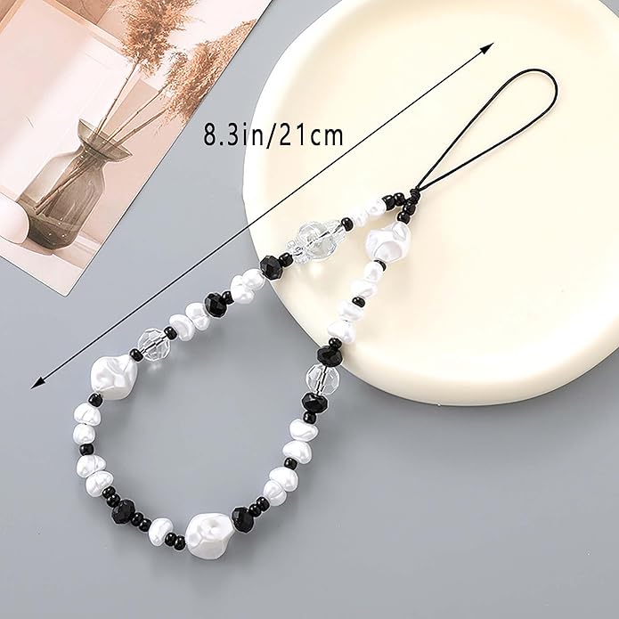 Beaded Phone Charm Lanyard Strap Girly Style Fixed Beads Pearl Lanyards