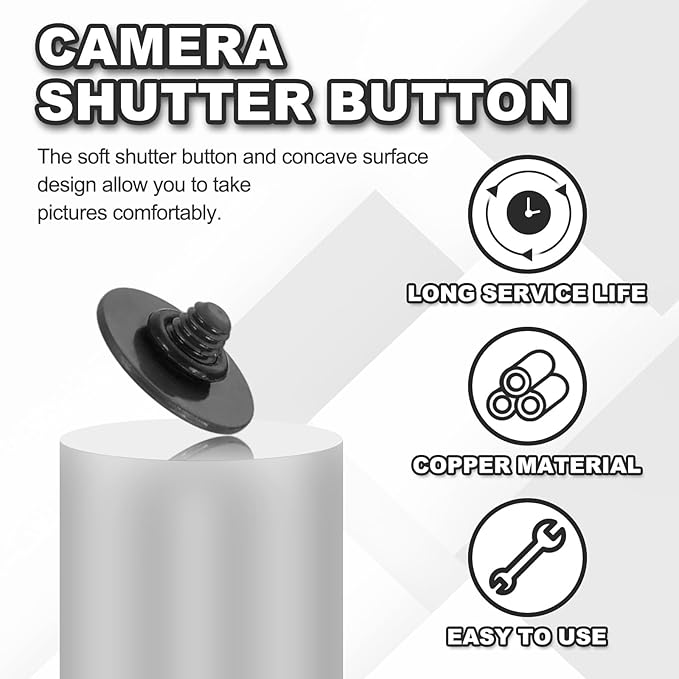 PATIKIL Camera Shutter Button, 10mm Convex Surface Shutter Release Button Pure Copper Camera Buttons for Nikon for Fujifilm for Leica DSLR/SLR, Black
