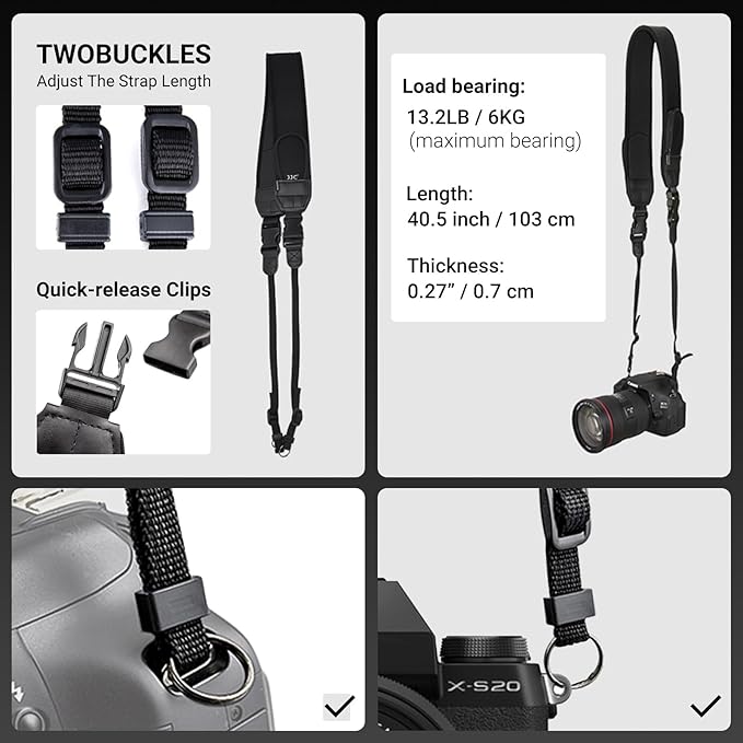 Soft Camera Shoulder Strap Neck Strap for Canon R6 R5 Mark II R7 R8 R50 R10 Nikon Z8 ZF ZFC Z7 Z6 III II Z5 Z50, Mirrorless Camera Strap with 2 Zipped Pockets for Camera Battery SD Memory Card Storage