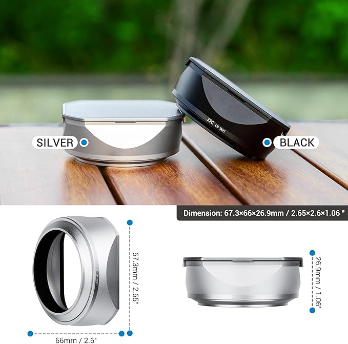 JJC LH-X100 Metal Square Lens Hood with AR-X100 49mm Adapter Ring for Fuji Fujifilm X100VI X100V X100F Cameras, LH-X100 Lens Hood with Filter Adapter Ring, Allows to Attach 49mm UV/ND/CPL Filter