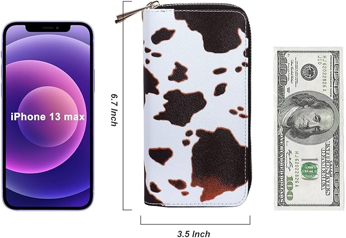 Cellphone Wallet for Women Dual Zipper Long Purse with Removable Wristlet