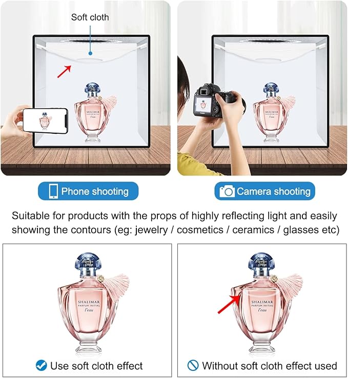PULUZ Mini Photo Studio Light Box, Portable Folding Photography Light Booth, CRI>95, 96pcs LED Light+6 Kinds Double-Sided Color Backdrops for Small Products(9.8 x 9.8 inch)