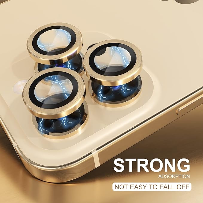 Choiche Compatible for iPhone 14 Pro/iPhone 14 Pro Max Camera Lens Protector, 9H Tempered Glass Camera Cover Screen Protector Metal Ring Decoration Accessories (Gold)
