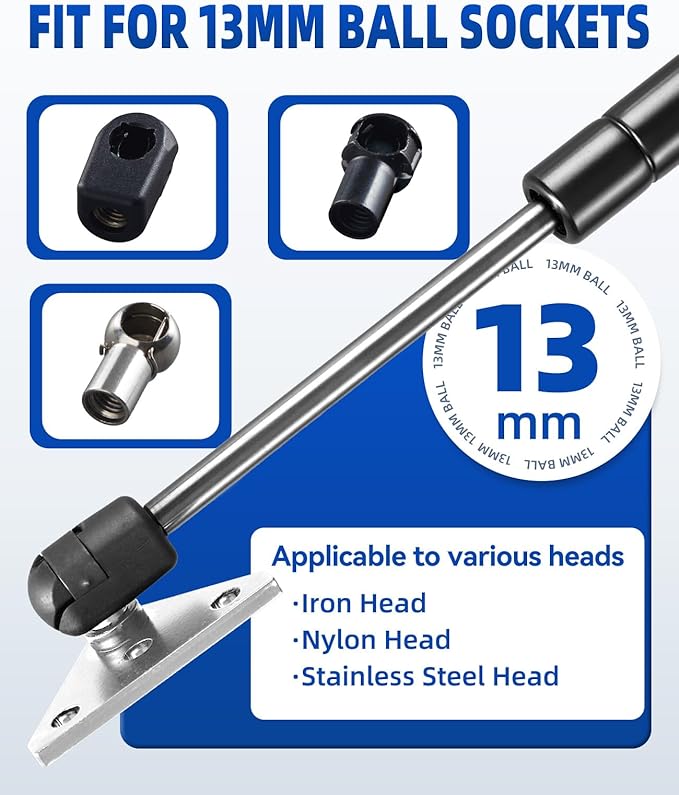 ARANA 13mm Stainless Steel Gas Struts Mounting Bracket, Ball Stud Mount Brackets for Universal Lift Supports Shocks Spring Prop, 4 Pcs