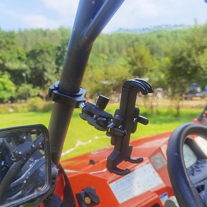 Hamdril UTV Phone Mount, 720° Rotation at Any Angle, Suitable for 1.5-2-inch Roll Bars. The All-Metal UTV Phone Holder Provides Heavy-Duty Protection and is Compatible with 4.7-7.2-inch Smartphones.