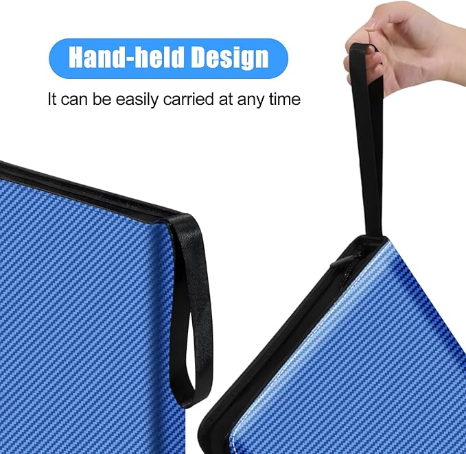 eTone Film Negative Storage Box, PU Leather 3-Ring Binder Album, Gold Foil, 13.18x7.08x1.96 Inch, Velvet Lined for 35mm 120 4x5 8x10 Negatives (Blue)