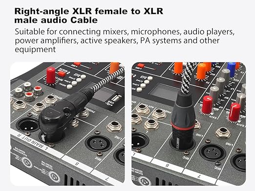 2-Pack Right Angle XLR Cable, Adjustable-Angle Female to Straight Male 1.6FT, 90 Degree Mic Cord for Mixer, Studio, Podcast for Sound Devices Mixer Recorder