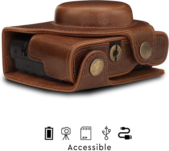 MegaGear MG1728 Ever Ready Genuine Leather Camera Case compatible with Sony Cyber-shot DSC-RX100 VII - Brown