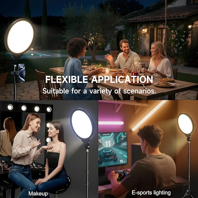 Ring Light Tripod for iPhone, 14" Selfie Ring Light with Tripod Stand and Phone Holder, Professional LED Circle Lighting for Video Recording, Conferencing, Makeup, Streaming, Tiktok, YouTube