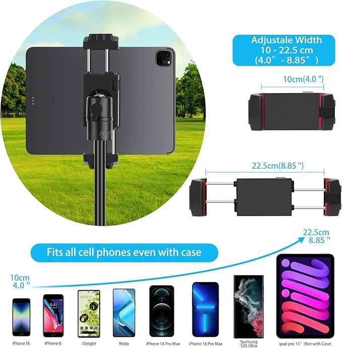 Golf Monopod Stick, Record Golf Swing with Magnetic Phone Holder, Adjustable Tripod with Spike Stake Golf Accessories Golf Swing Training, Compatible with Gopro Insta, Golf Train Aids