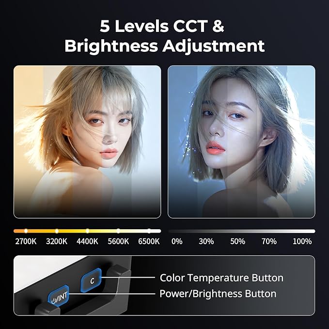 SmallRig Bi-Color LED Video Light for DJI Osmo Pocket 3, Mini Video Light with 650mAh Battery, CCT Mode 2700K-6500K, 360° Adjustments, for Selfie Vlog Recording, Content Creators Photographer - 5733