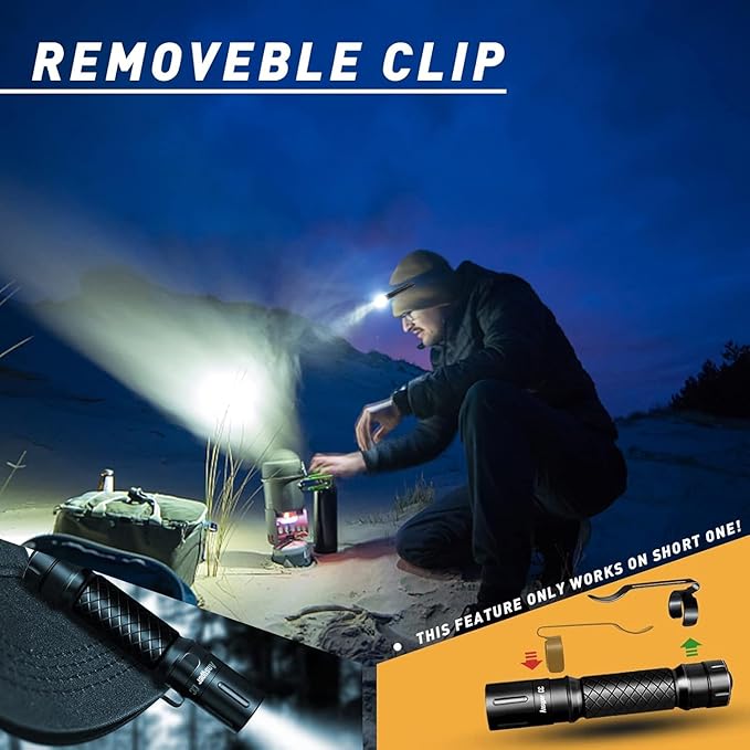 2Pack Mini Led Flashlights High Lumens Outdoor Small Tactical Flashlight Glow in The Dark 3.55 Inch Handheld Pen Light Clip for Camping Emergency Inspection Repair Battery Powered（No Battery