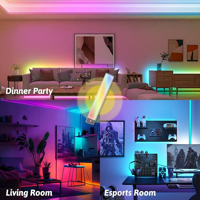 LEPOTEC RGB Under Cabinet Lighting,Motion Sensor Light Indoor with Adjustable 8 Colors and Brightness,LED RGB Lights Magnetic for Motion Sensor Light Bar with Usb Charging,Colors Home Ambient Lighting