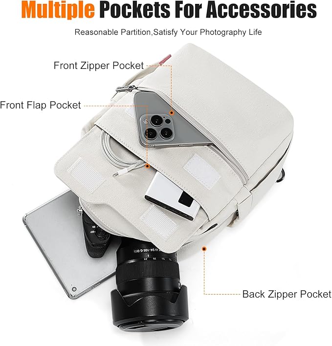 Cwatcun Camera Bag Small Compact Camera Sling Case, Waterproof Canvas Crossbody Camera Bag with Rain Cover, Travel Photography Bag for Canon, Nikon, Sony, Fuji DSLR/SLR/Mirrorless Cameras, Lens