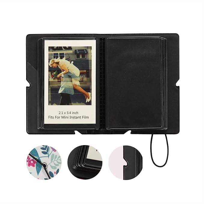 Mini 2x3 Small Polaroid Photo Album Book For 3 Inch Fujifilm Instax Mini 12 11 9 99 8 7+ 40 EVO Camera Film, HP Sprocket, K-pop Photocards. (Modern Floral, 2 Pack)