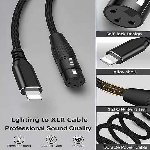 USB Microphone Cable,Upgraded XLR to USB-A Cable with 24bit/96KHz XLR Recording Cable for Podcasting Recording,Mic Adapter for PC, Laptop-2M/6FT