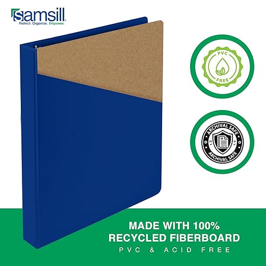 Samsill 1 Inch 3 Ring Binders, Made in USA, Economy Round Ring, Clear View Cover, 200 Sheet Capacity - for School, Home, Office - Blue, 4 Pack