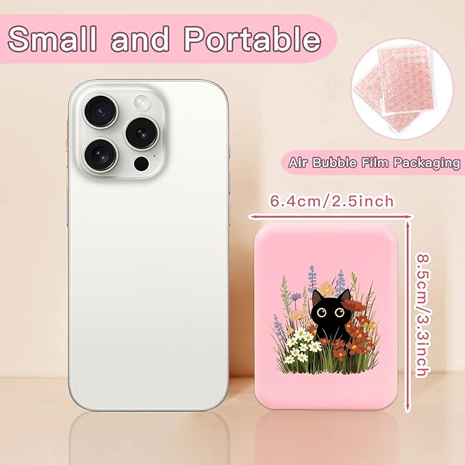 Preppy Mini Pink Travel Compact Mirror with Light for Purses 1X/2X Magnification Small Led Portable Pocket Makeup Mirror, Trendy Christmas Birthday Gift Stocking Stuffers for Teen Girls Women