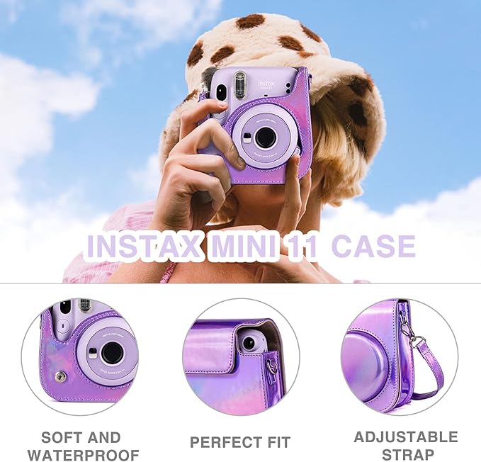 WOGOZAN Mini 11 Accessories for Fujifilm Instax Mini 11 Instant Camera Include Case, Color Filters, Photo Album, 2x3 Frames, Selfie Lens and Stickers (Magic Purple) (No Camera)