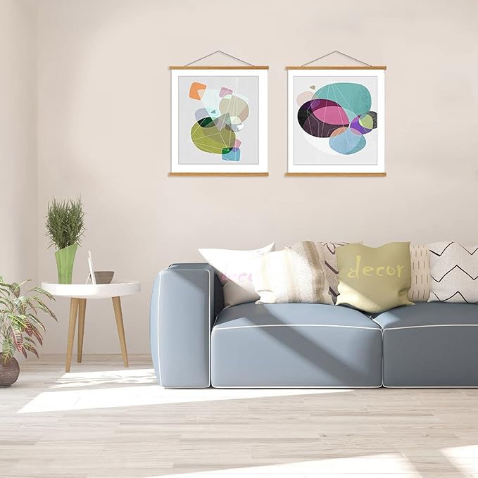 WITCOLOR Magnetic Poster Hanger Frame, Teak Magnet Poster Frames 9x11 9x27 9x12 9x13 Poster Holder for Kids Paintings, Photos, Maps, Scrolls, Picture, Canvas Works and Christmas Prints