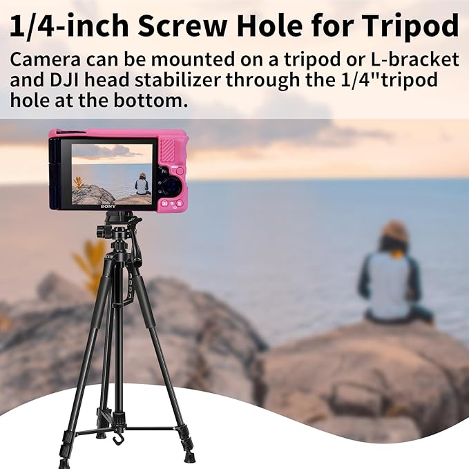 Camera Case for Sony ZV-1, ZV1 Case Silicone Cover Camera Sleeve Body Skin Protective Case with Removable Lens Cap for Sony ZV1 Digital Camera, Rose