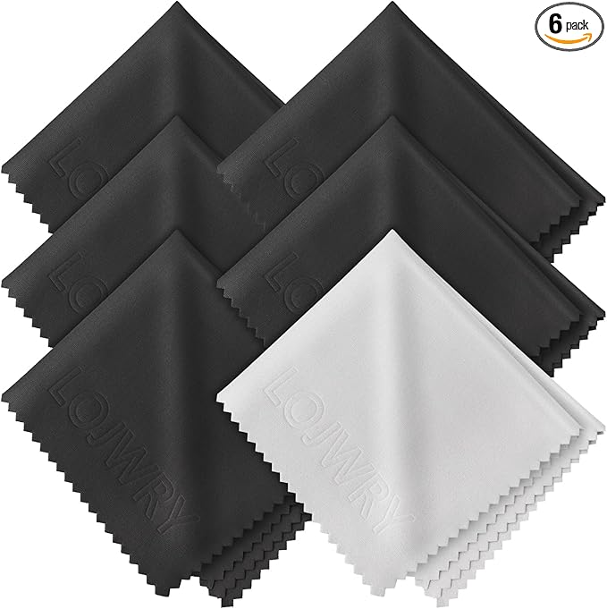 LOJWRY Eye Glass Clean Cloths 6*7in 6 Pcs, Individually Wrapped, High-Density, Ultra Soft, Scratch-Free Premium Microfiber Cleaning Cloth for Glasses, Camera Lens, Screen, Electronics, Tv, Eyeglass.