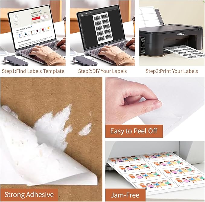 2"x 4" (1000 Sheets) Address Labels Sticker Paper for Laser/Ink Jet Printer, Printable and Writable White Sticker Label- Matte, 10 per Page Label (Total 10000 Labels)