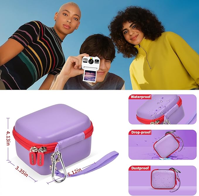 ANKHOH Digital Camera Case for Polaroid Go Generation 2 Gen 2/9035/9071/9070 Instant Mini Camera, Instax Film Cameras Storage with Mesh Pocket for Photo, Stickers (Box Only) (Purple)