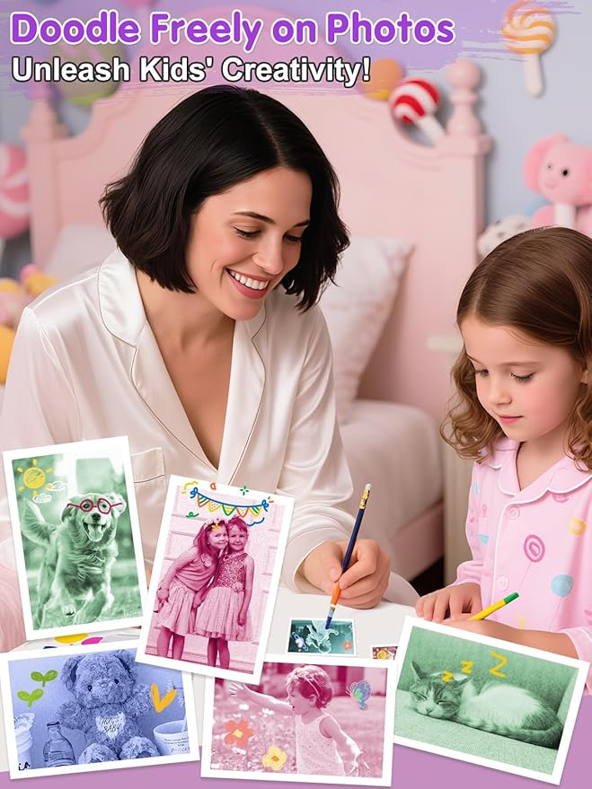 White-Based 3 Colors Thermal Paper for Kids Camera Instant Print - HD Photo Printer Paper for Kids Aged 4 5 6 7 8 9 10 Boys Girls Birthday Gifts (18 Rolls)