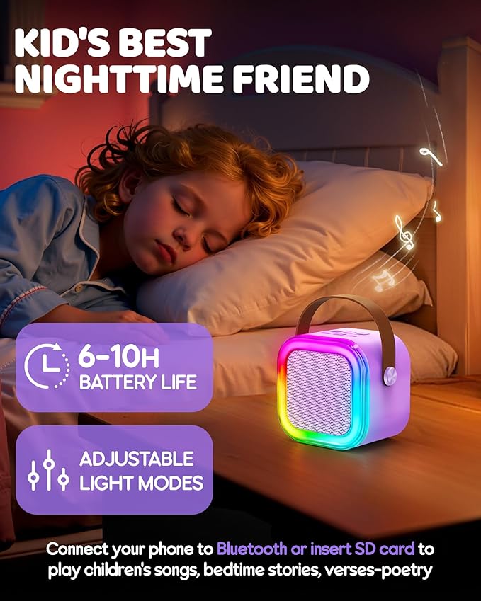 Mini Karaoke Machine for Kids, 2026 TOP Toys Birthday Gifts Ideas for Girls Ages 4, 5, 6, 7, 8, 9, 10, 12+ Years Old, Portable MP3 Player with 4 Wireless Mics for Family Home Party