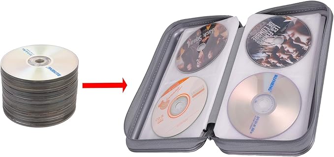 UENTIP CD Case Holder,Portable CD/DVD Case Holder CD Organizer Wallet Protective DVD Storage Wallet for Car Home Travel (96, grey)
